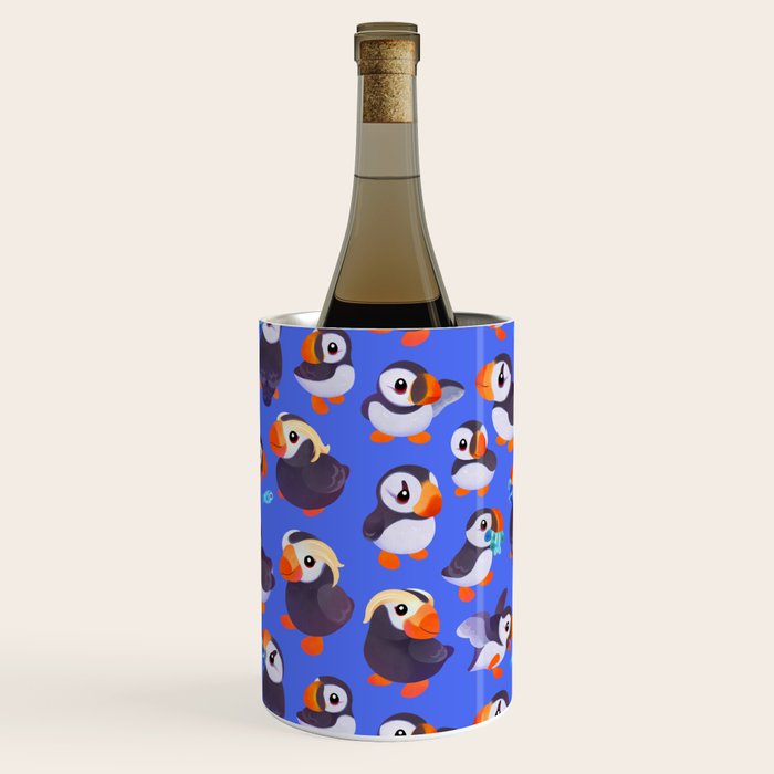 Happy puffin - blue Wine Chiller Gallery Image 3