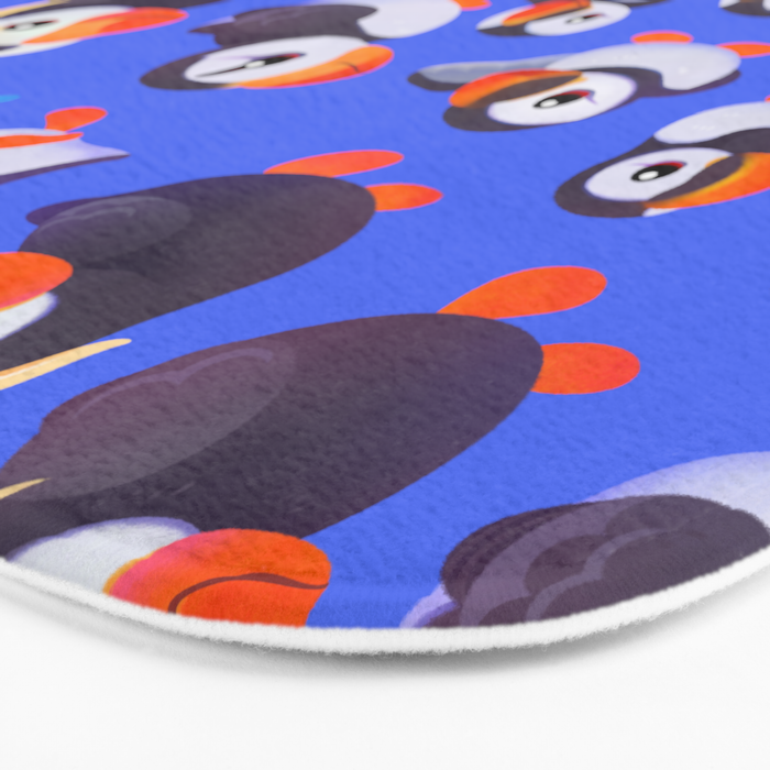 Happy puffin - blue Bath Mat Gallery Image 3