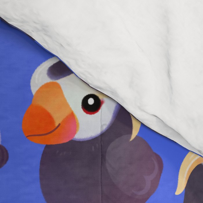 Happy puffin - blue Comforter Gallery Image 4