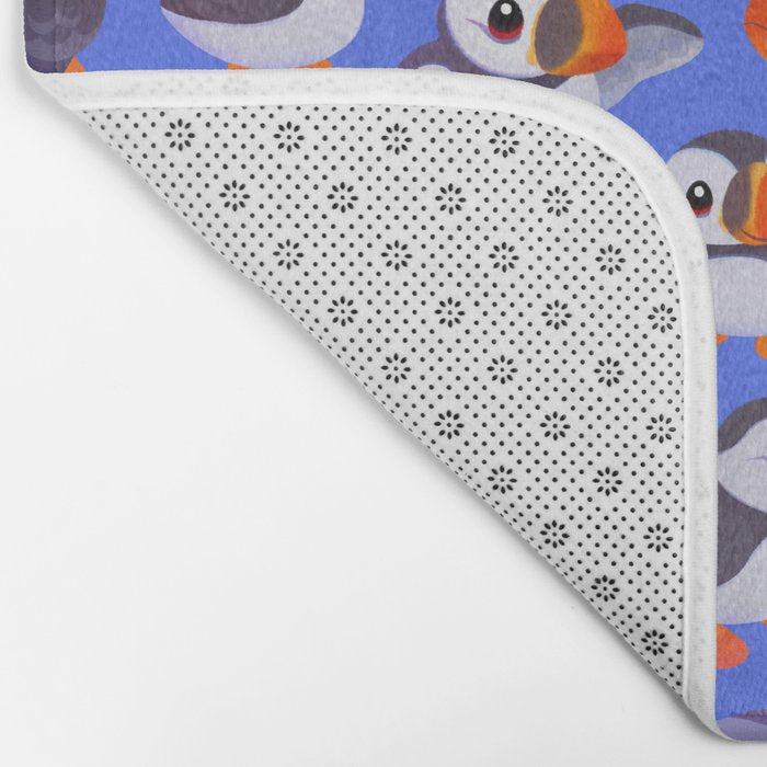 Happy puffin - blue Bath Mat Gallery Image 2
