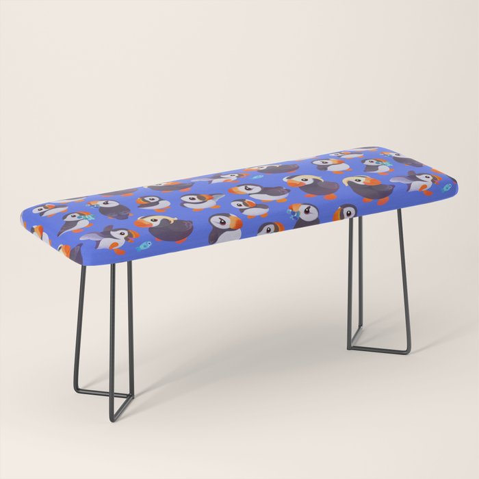 Happy puffin - blue Bench Gallery Image 1