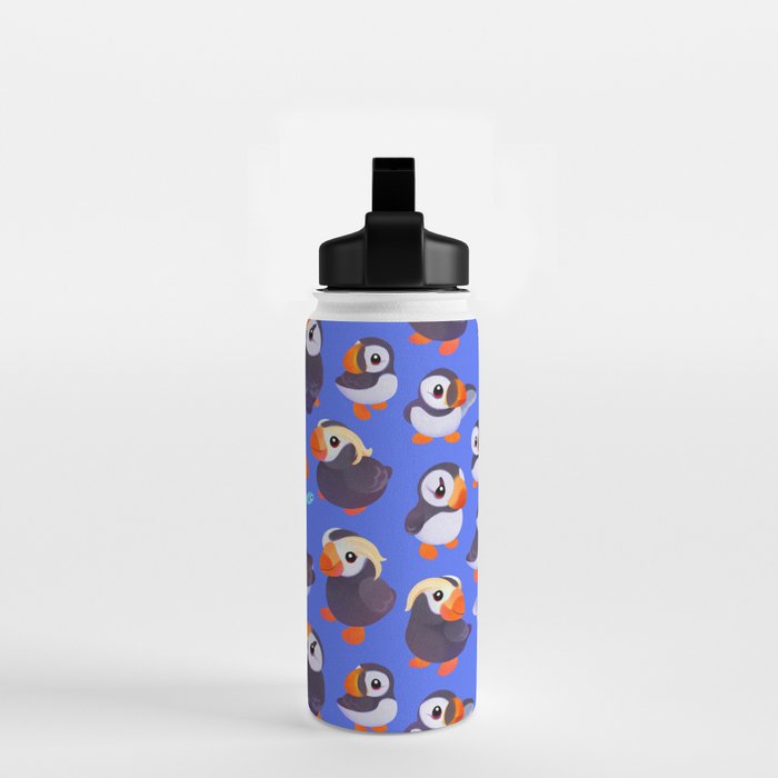 Happy puffin - blue Water Bottle Gallery Image 2