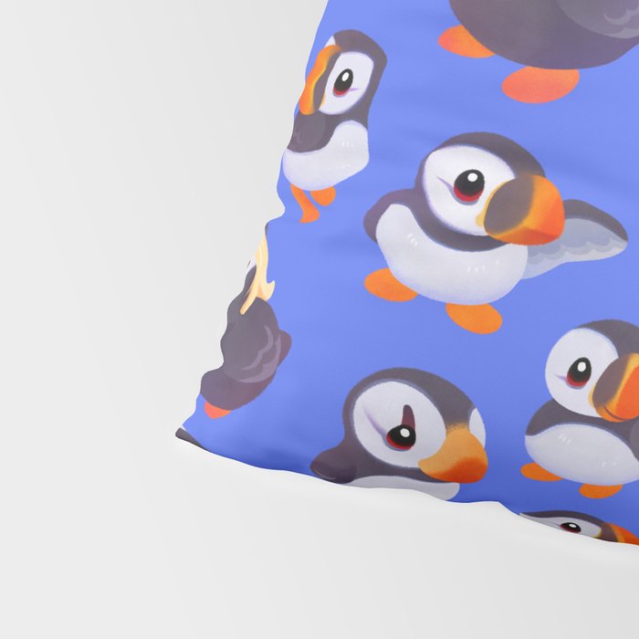Happy puffin - blue Pillow Sham Gallery Image 4