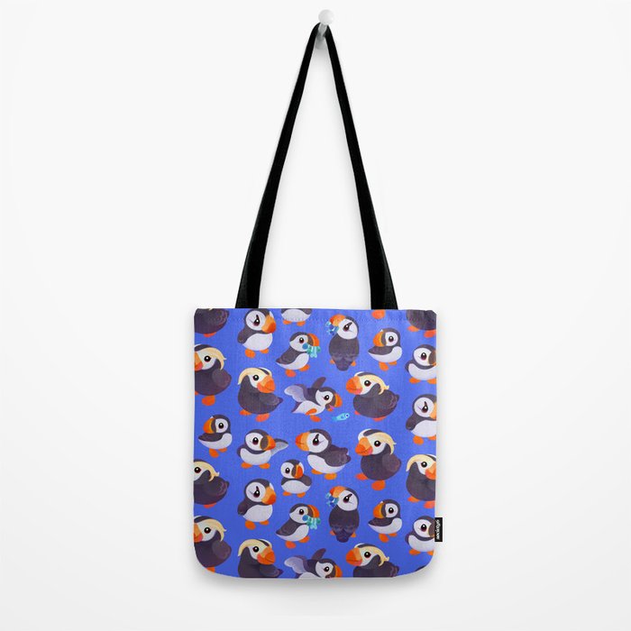 Happy puffin - blue Tote Bag Gallery Image 2