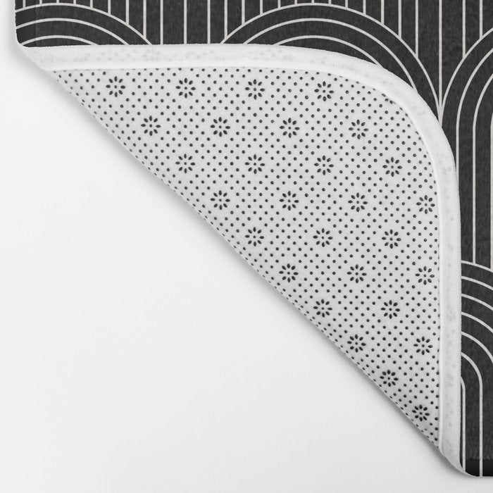 Art Deco Arch Pattern V Black & White Bath Mat Gallery Image 2