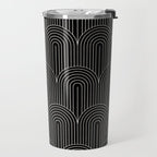 Art Deco Arch Pattern V Black & White Travel Mug Gallery Image 2