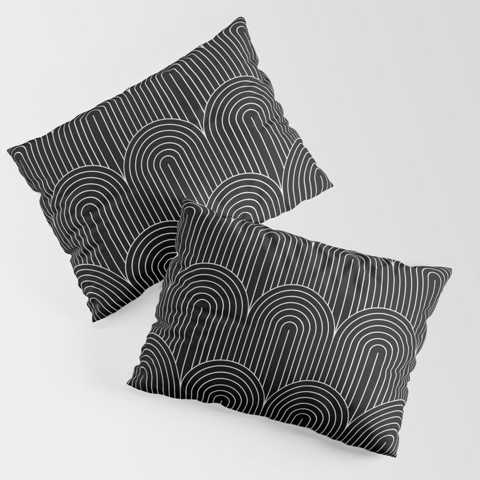 Art Deco Arch Pattern V Black & White Pillow Sham Gallery Image 3