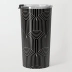 Art Deco Arch Pattern V Black & White Travel Mug Gallery Image 3