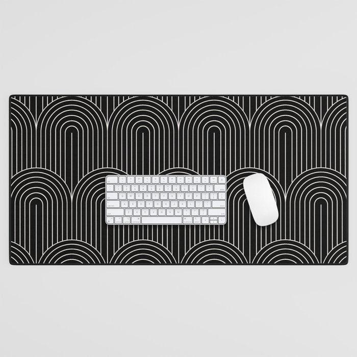 Art Deco Arch Pattern V Black & White Desk Mat Gallery Image 1