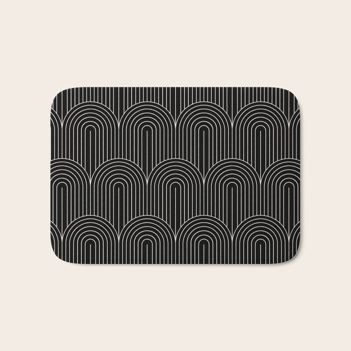 Art Deco Arch Pattern V Black & White Bath Mat Gallery Image 1