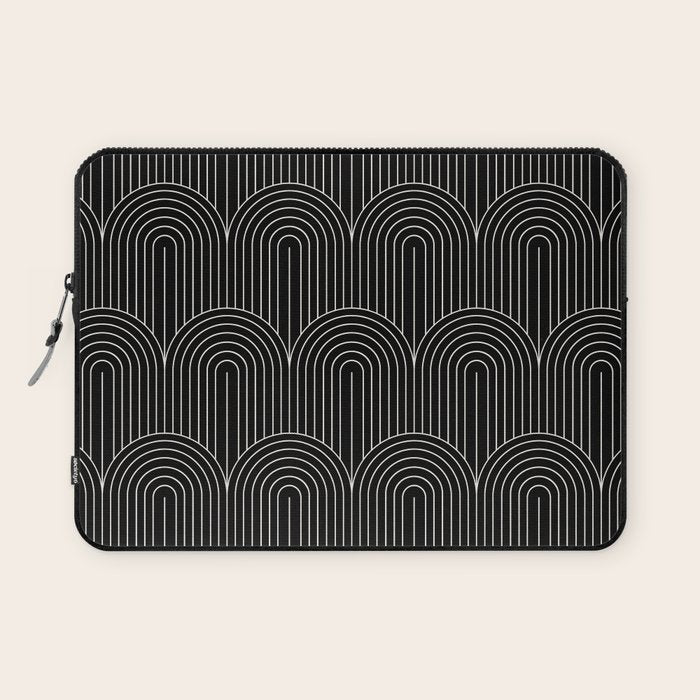Art Deco Arch Pattern V Black & White Laptop Sleeve Gallery Image 1
