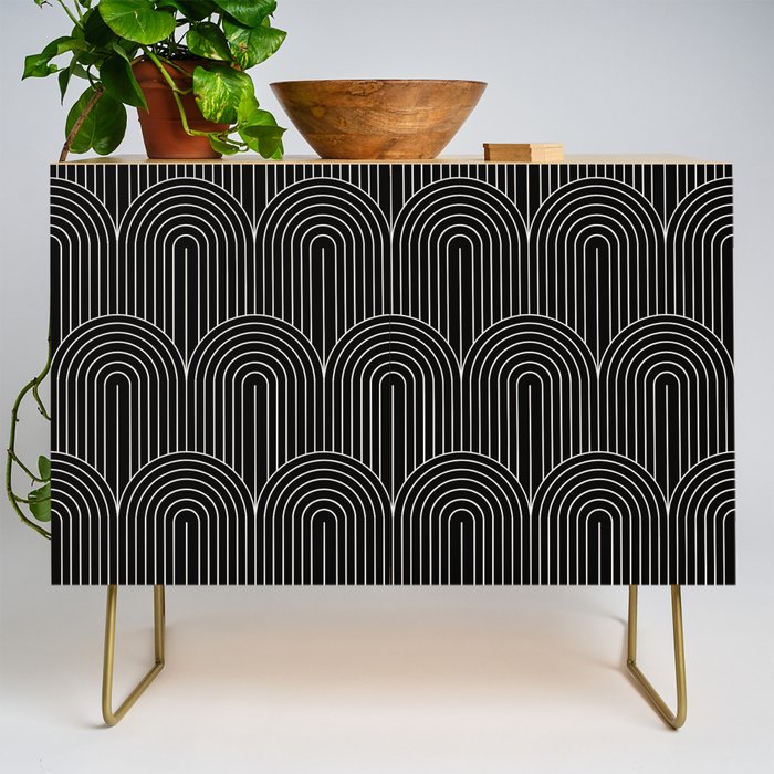 Art Deco Arch Pattern V Black & White Credenza Gallery Image 1