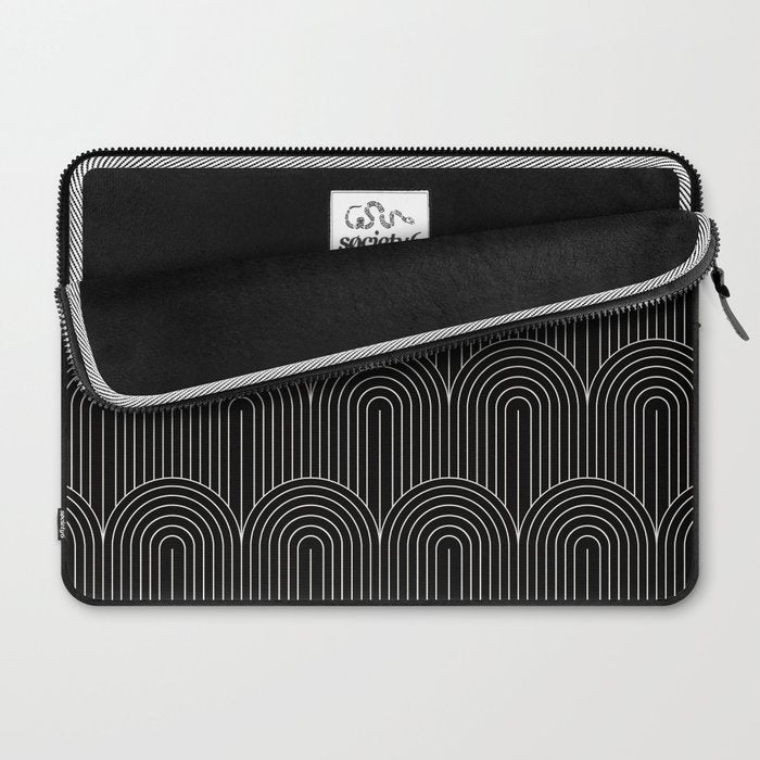 Art Deco Arch Pattern V Black & White Laptop Sleeve Gallery Image 2