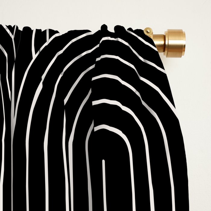 Art Deco Arch Pattern V Black & White Window Curtain Gallery Image 2