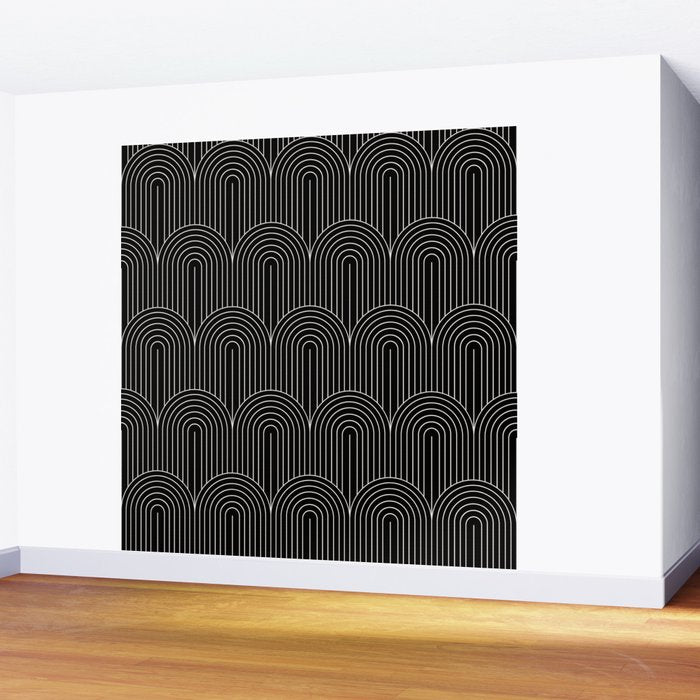 Art Deco Arch Pattern V Black & White Wall Mural Gallery Image 2