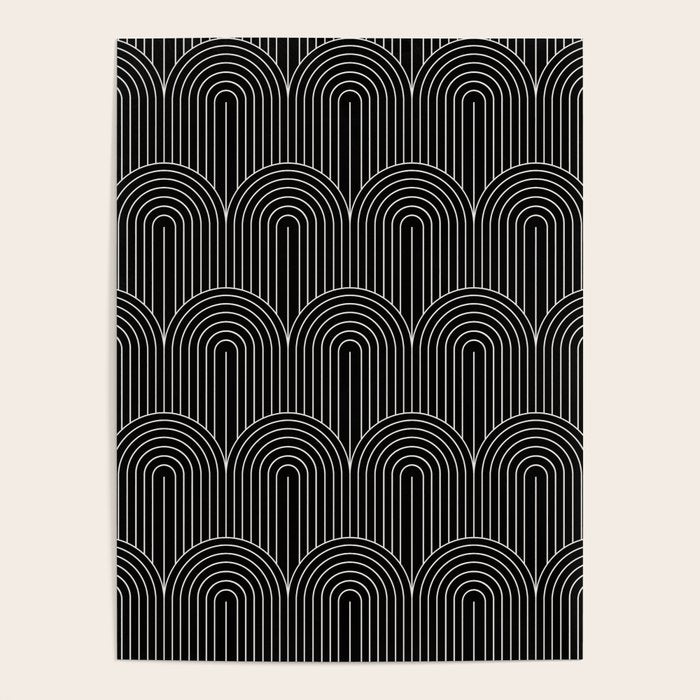 Art Deco Arch Pattern V Black & White Poster Gallery Image 1