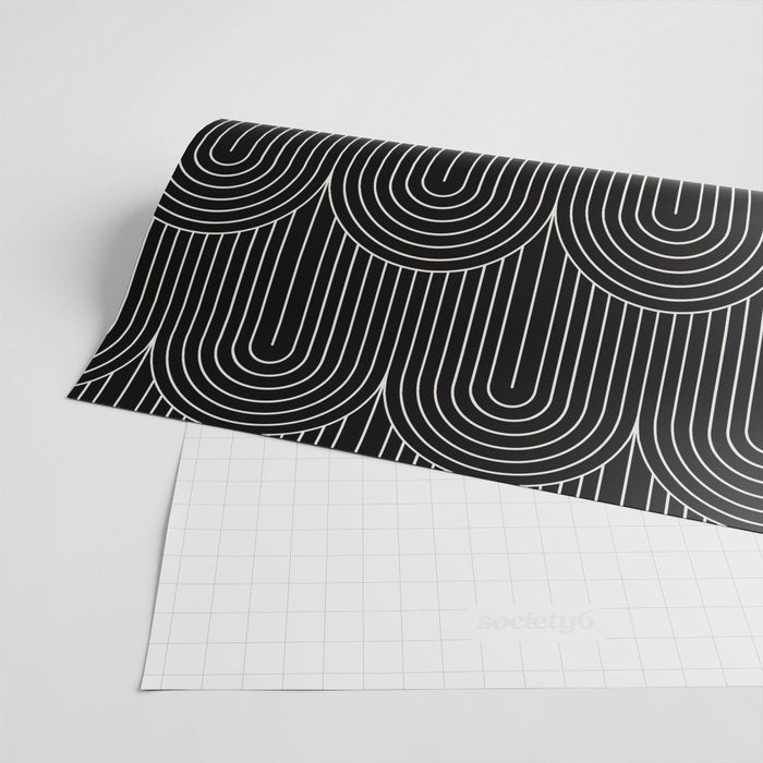 Art Deco Arch Pattern V Black & White Wrapping Paper Gallery Image 2