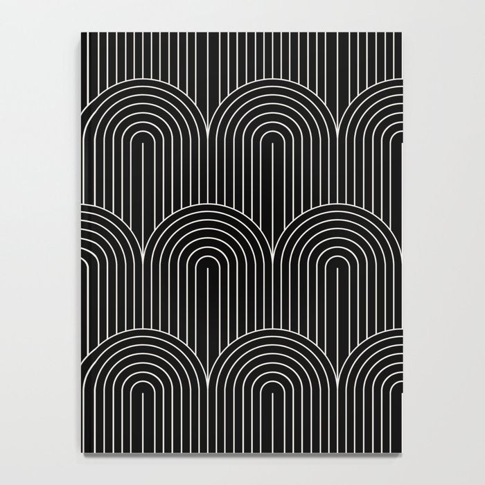 Art Deco Arch Pattern V Black & White Notebook Gallery Image 4