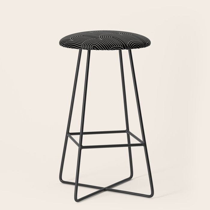 Art Deco Arch Pattern V Black & White Stool Gallery Image 1