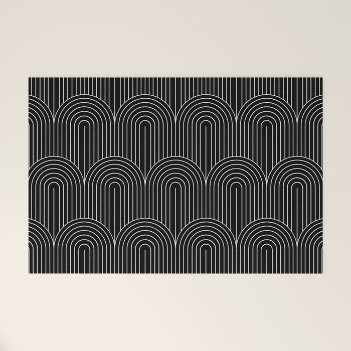 Art Deco Arch Pattern V Black & White Welcome Mat Gallery Image 1