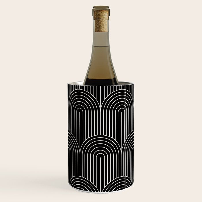 Art Deco Arch Pattern V Black & White Wine Chiller Gallery Image 1