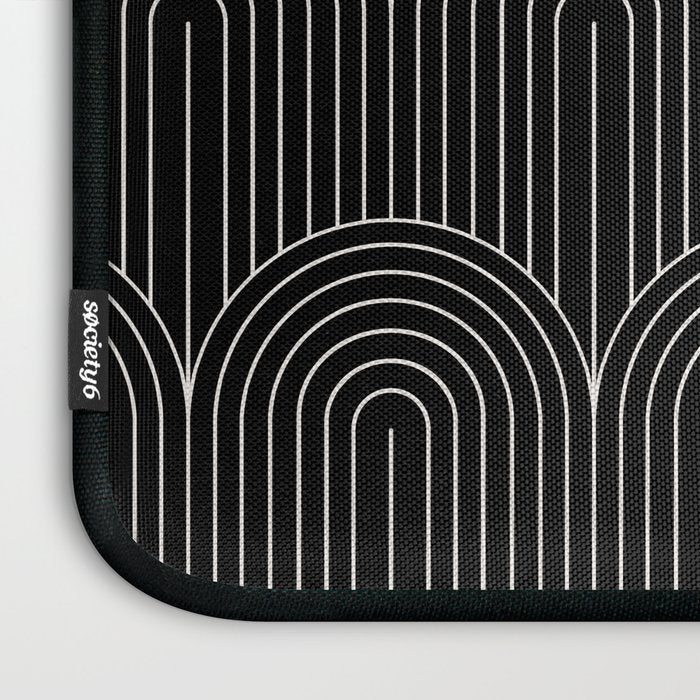Art Deco Arch Pattern V Black & White Laptop Sleeve Gallery Image 3