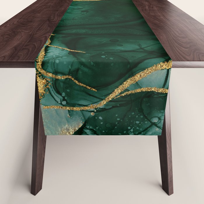 Gold and Emerald Marble I Table Runner Gallery Image 1