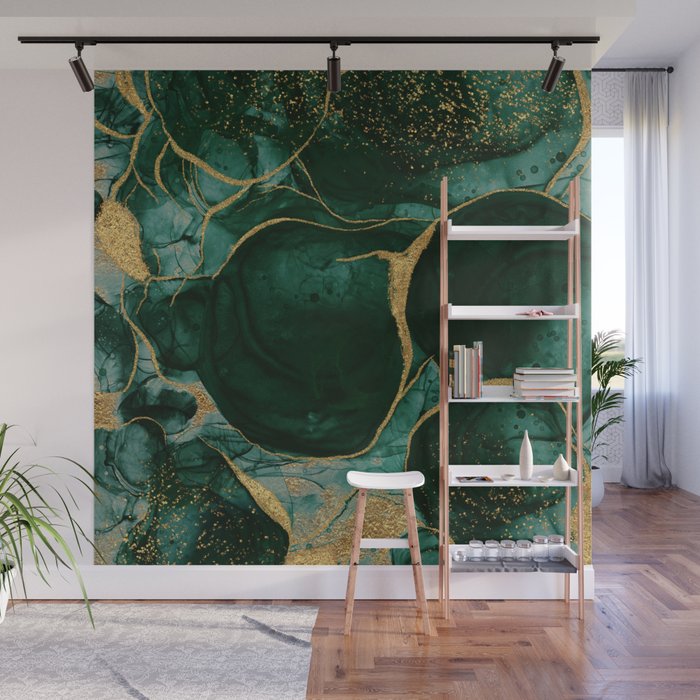 Gold and Emerald Marble I Wall Mural Gallery Image 1