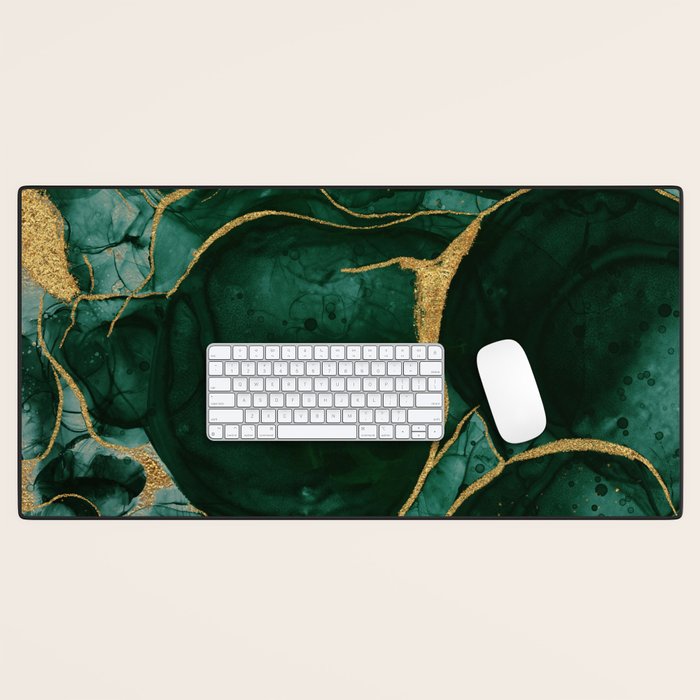 Gold and Emerald Marble I Desk Mat Gallery Image 1