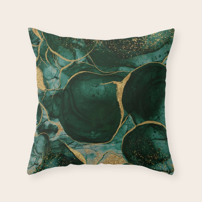 Gold and Emerald Marble I Throw Pillow Gallery Image 6