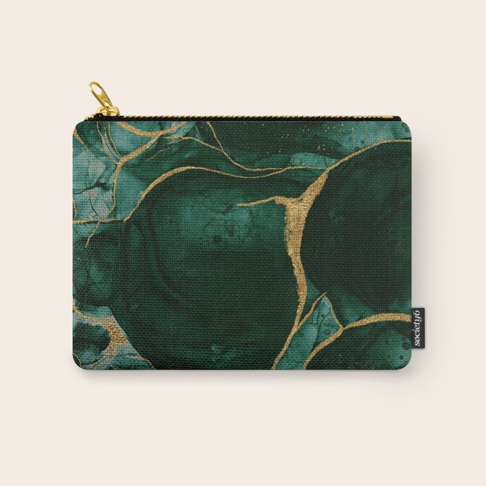 Gold and Emerald Marble I Carry All Pouch Gallery Image 1