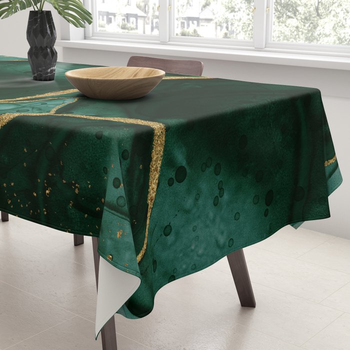 Gold and Emerald Marble I Tablecloth Gallery Image 3