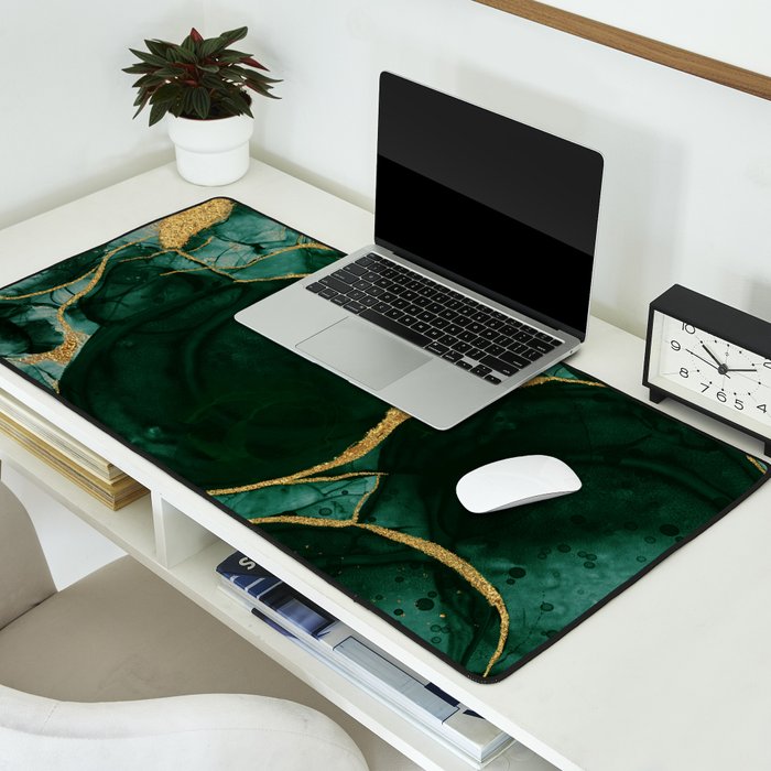 Gold and Emerald Marble I Desk Mat Gallery Image 2