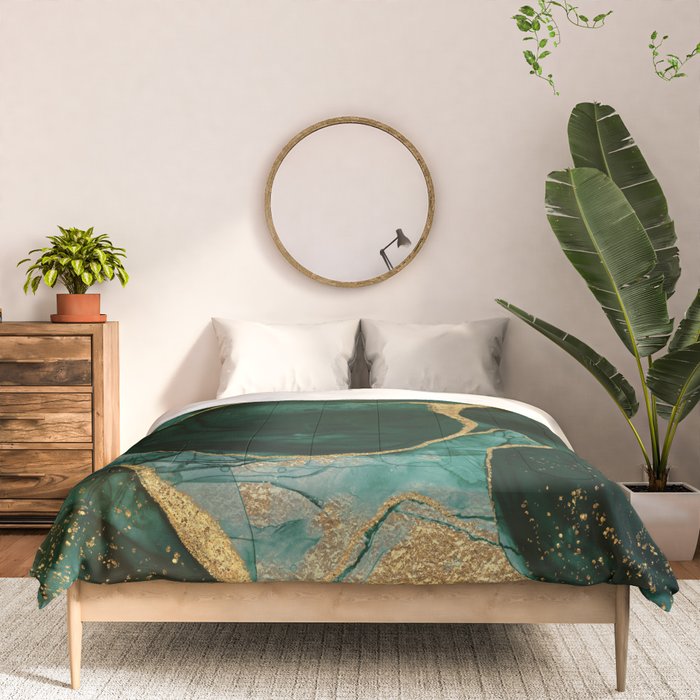 Gold and Emerald Marble I Comforter Gallery Image 3