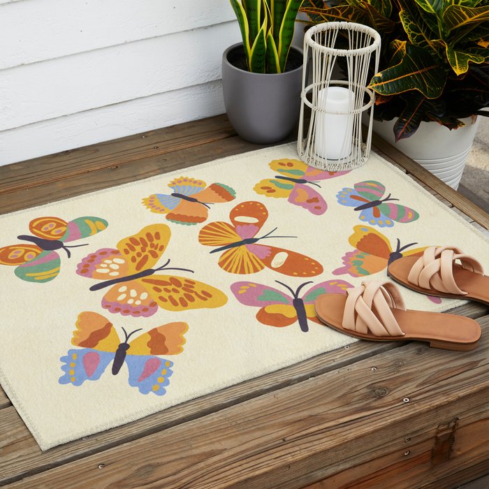 Butterflies Outdoor Rug Gallery Image 2