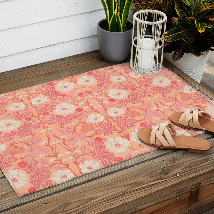 Enchanting Blossom Array: Artisanal Floral Outdoor Rug Gallery Image 2