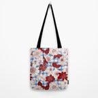 Dahlias on Blue Plaid Tote Bag Gallery Image 2