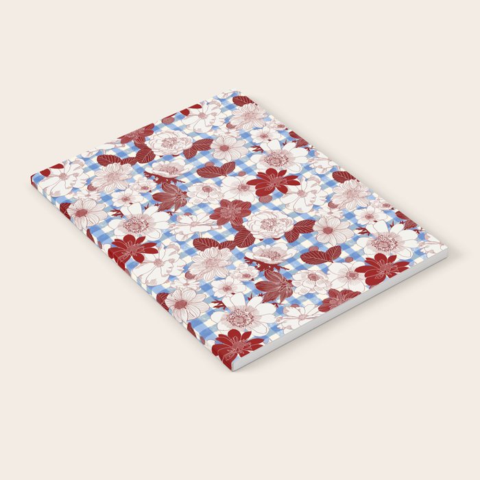 Dahlias on Blue Plaid Notebook Gallery Image 1