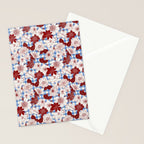 Dahlias on Blue Plaid Stationery Card Gallery Image 2