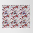 Dahlias on Blue Plaid Throw Blanket Gallery Image 2