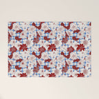 Dahlias on Blue Plaid Welcome Mat Gallery Image 1