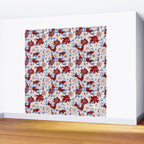 Dahlias on Blue Plaid Wall Mural Gallery Image 2