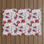 Dahlias on Blue Plaid Outdoor Rug Gallery Image 1