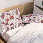 Dahlias on Blue Plaid Pillow Sham Gallery Image 2