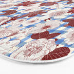 Dahlias on Blue Plaid Bath Mat Gallery Image 3