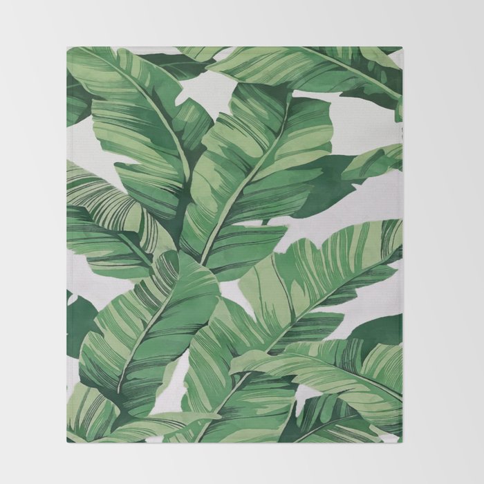 Tropical banana leaves VI Throw Blanket Gallery Image 2
