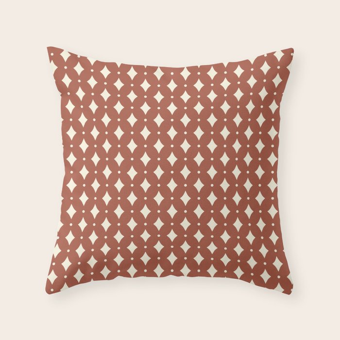 Vintage Stars X Brick Red Throw Pillow Gallery Image 1