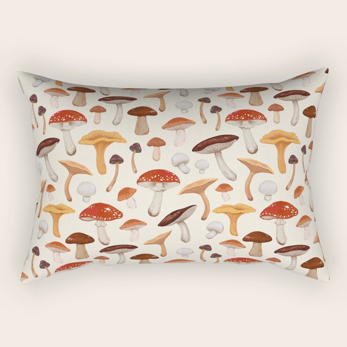 Mushroom Medley Pattern - Neutral Rectangular Pillow Gallery Image 2