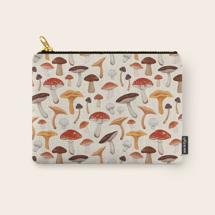 Mushroom Medley Pattern - Neutral Carry All Pouch Gallery Image 1