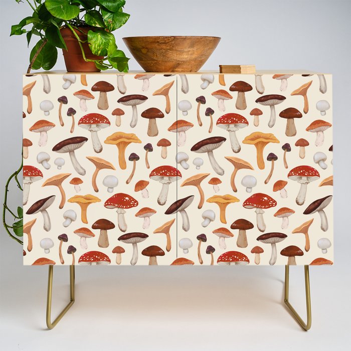 Mushroom Medley Pattern - Neutral Credenza Gallery Image 1
